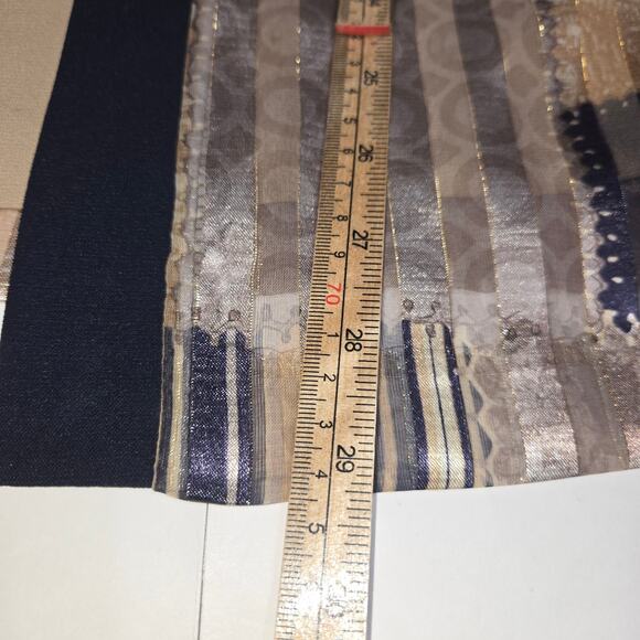 R&M Richards Womens Size 18 Twofer Blouse Patchwork Artsy Classic Glam Metallic - Picture 7 of 11